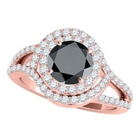 Mauli dragulji za angažovanje prstenova za žene 1. Carat Halo Split Shank Antique Design Black Diamond