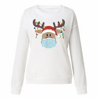 Božićne ženske ležerne print okrugli vrat swertshirtshirts swertshirts bluza majica za bluzu vruće6sl870438