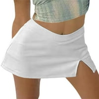 Ženska Split mini suknja, casual visoki struk čvrste boje Slim Fit A-line suktne kratke hlače