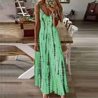 Bicoasu Plus size Long Maxi haljina za ženske remene gradijentne haljine Casual V izrez Beach Holiday