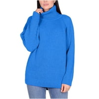 Voncos Žene Turtleneck džempere - pulover casual na caringu kornjače od labave žene vrhovi vrhovi plave