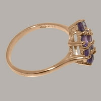 Britanci napravio je 10k ružični zlatni prsten s prirodnim ametistnim ženskim prstenom - Opcije veličine - veličina 11.25