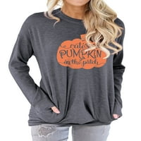 Žene Halloween Pumpkin slovo pulover Tunike vrhovi sa džepovima
