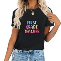 Prvo prvo razreda Povratak na školske poklone Ženska standardna majica, Trendi grafički print & ugodan