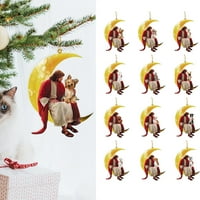 Dezed Božićne životinje koje sjede na privjesku, božićni ukrasi na otvorenom Drveni božićni ukrasi prozora