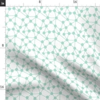 Štampani ručnik za čaj, platno pamučno platno - mint točkice atomske geometrijske apstraktne linije