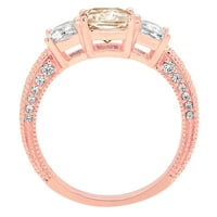 3,61ct smaragdni rezani šampanjac simulirani dijamant 18K ruža zlatna godišnjica angažmana kamena prstena