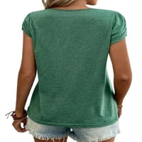 Grhanlook dame Ljetni vrhovi Majica sa čvrstim bojama V izrez majica Žene prozračne tučke bluze Comfy