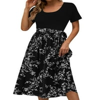 Dame ljuljačke haljine cvjetni print sunčevši kratki rukav ljetni midi haljina udobna zabava crna cvjetna