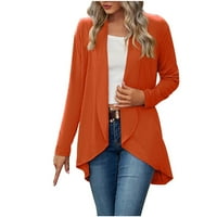 Symoidni ženski kaputi - modni dugi rukav čvrsti labavi kardigan vrh Knit Jacket Orange XL