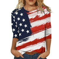 Zodggu Day Day Day Poklon Slim Fit Ležerne prilike Raglan rukav USA zastava Ispiši tuničke majice za