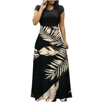 Formalno maxi haljina za žene Bodycon haljine za ženu A-line kratki kratki rukav cvjetni crni crni xl
