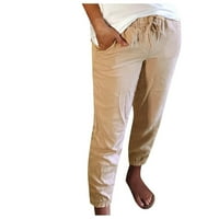Ženske joge pantalone Pokrene džepne casual pantalone Solid boja elastični struk paket stopala tegove,