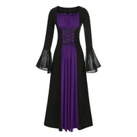 Renesansna haljina za žene plus veličina srednjovekovna kostim haljina zvona s dugim rukavima čipka
