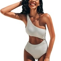 Akiihool Ženski jednodijelni kupaći kupaći kupaći kostim ruširani temminijski temminijski kontrolira visoke rezne bez leđa V izrez kupaći kupaći kostimi