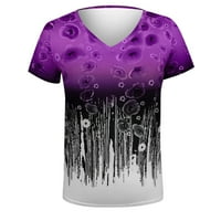 Ženske košulje Žene povremeni V-izrez T-majica s kratkim rukavima, tiskana ljetna majica Top Purple