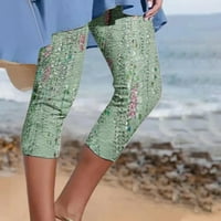 Capri pantalone za žene Ljetni povremeni elastični struk cvjetni uzorci obrezane hlače joge gamaše rade