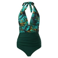 Jedno kupaće kostim za žene Halter kravatosti kostim za kupaći kostim za kupanje Ruched Jeftini otvoreni