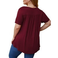 Ženska plus veličine Tunic vrhovi čvrsta majica Cvjetni povremeni bluza s kratkim rukavima obični V