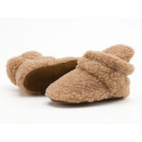 Sanviglor Toddler gležnjače Fleece Sock papuče Prvi šetač krevetića tople cipele poklon za tuširanje na udobnim čizmama Slatka mekana jedina potplata cipela za dojenčad Khaki 6- mjeseci