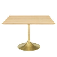Modway Lippa 47 Kvadratni trpezarijski stol za drvo u zlatnom prirodnom