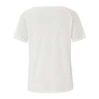 Ženska labava fit comfy bluza za bluze za punjenje ljetna casual čipkasti patchwork kratki rukav na