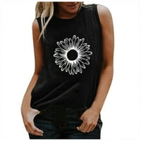 Vrhovi rezervoara za žene okrugli vrat Sunflowr tiskane majice bez rukava Ležerne prilike Comfy Summer