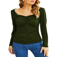 Avamo Ženska majica s dugim rukavima Solies Casual Tunnic Bluza Rad Pulover Army Green S