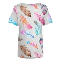 Ženske vrhove bluza Modni kratki rukav Grafički print Žene Ljetni posadni vrat T-majice Tunic Tee Plava