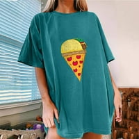 Smanjene majice za žene za žene Pizza sladoled Print ljetni vrhovi pad ramena kratka rukava rukavica
