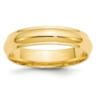 Čvrsta 14K žuta zlatna obična klasična kupola s ravnim rubom vjenčani prsten veličine 4