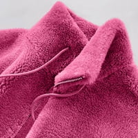 Zunfeo Ženske zimske kapute - Fleece Zipper Fau fur dugih rukava Čvrsta opuštena fit turtleneck Cardigan