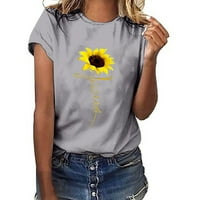 Vrhovi za žene djevojke plus veličine suncokret tine tinejdžerke kratkih rukava majica bluza