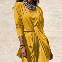 Augper Clearence ženska casual moda čvrsta boja okrugli vrat s dugim rukavima kardigan kaput prsluk