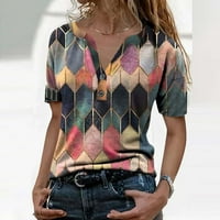 Žene vrhovi modni ženski ljetni tiskani kratki rukav V- Ovratnik za vrat T-majice