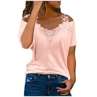 Ženski vrhovi bluza Žene kratki rukav Ležerne prilike, ljetne Halter majice ružičasta 5xl