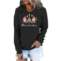 Lenago ženska božićna ležerna dukserica plus veličina modni ispisani bluza s dugim rukavima, pulover s kapuljačom vrhova dukseva Xmas Hoodies poklon na čišćenju