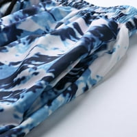 Odeerbi Muška majica Dressy Casual Tops Isključivanje gumba Kardigan Ispis Bluza i hlače za plavu kratkih