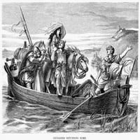 Kružara. N'crusaders koji se vraćaju kući. ' Graviranje drveta, 19. vek. Poster Print by