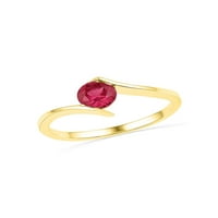 Dijamantna princeza 10kt Žuta zlatna žena Okrugli laboratorijski stvoreni ruby ​​solitaire prsten CTTW