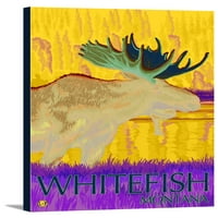 Whitefish, Montana - Moose noću - Lantern Press Originalni poster