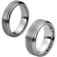 Odgovarajući muškarci i dame četkica Center Step Edge Tungsten Carbide Vjenčani prsten