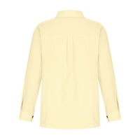Ayolanni ženske vrhove Dressy Casual Ljetne pamučne platnene majice s dugim rukavima srušene gumne s