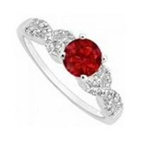 Fini nakit vault ubujs3008aw14czr kreirao je rubin & CZ zaručni prsten sa venčanim setom, 14k bijelo