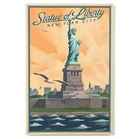 New York, New York, Kip Liberty, Litho Birch Wood Wall znak