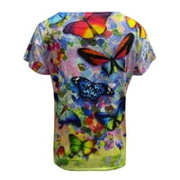 LoyisVidion Women Bluzes Plus odobrenje Ženska kauzalna v-izrez za ispis bluza s kratkim rukavima Majica