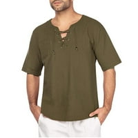 Muška majica na plaži Kratki rukav hipi majica majica na majica V Vruća izreza Vojska zelena m