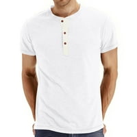 Muška modna ležerna prednja placket Basic Henley majice, boja bijeli XL
