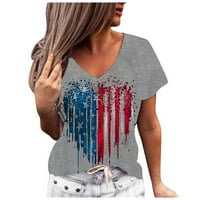 Košulje američke zastave Kratki rukav Memorijalni dan Košulja za majicu posada Veličina materinstva Veličina 3xi modni bluze siva 4xl