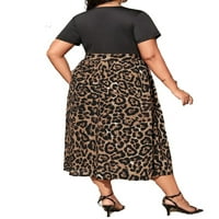 Ženske plus veličina haljina casual leopard print v vrat a linija višebojnik 3xl